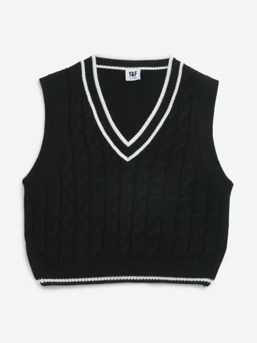 Black Knit Cropped Sweater Vest